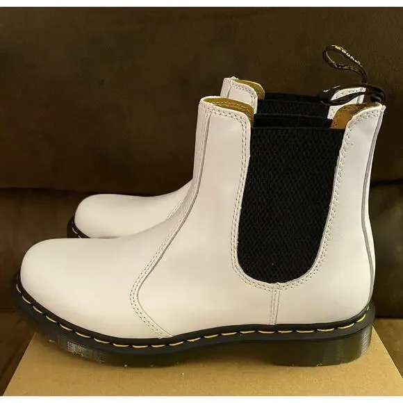 Dr Martens 2976 White Smooth Leather Chelsea Boots Shoes Sz 9 And 10 Available - Picture 6 of 10